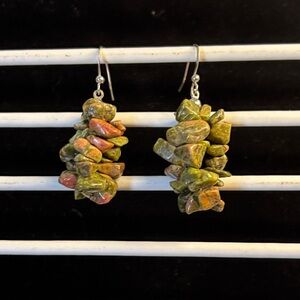 Green and Pink Unakite Stone Earrings